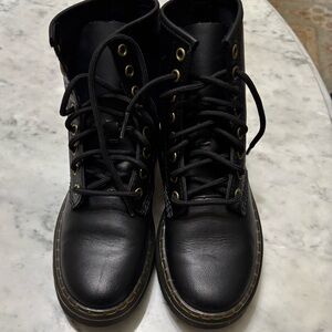 Dr. Martens Black Boots with Yellow Stitching